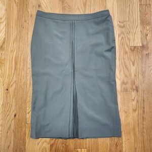 Club‎ Monaco Wool Blend Pleated Pencil Skirt Army Green Hue